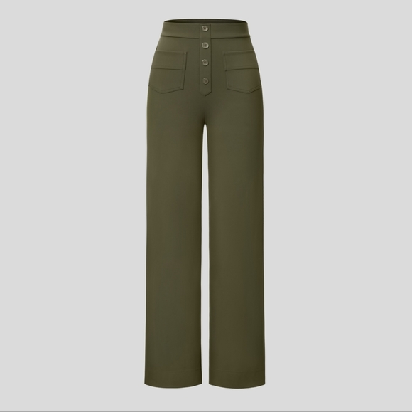 NWOT🔹️Halara Waisted Button Multiple Pockets Straight Leg Casual Pants - MP - Picture 8 of 9